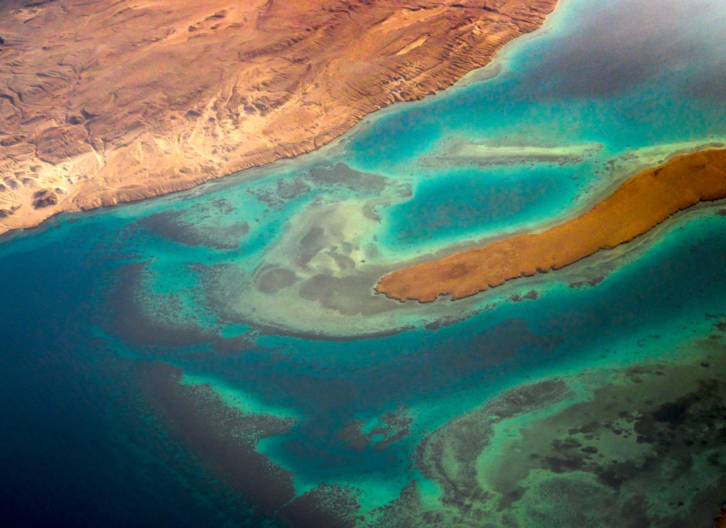 Aerial view of the red sea.