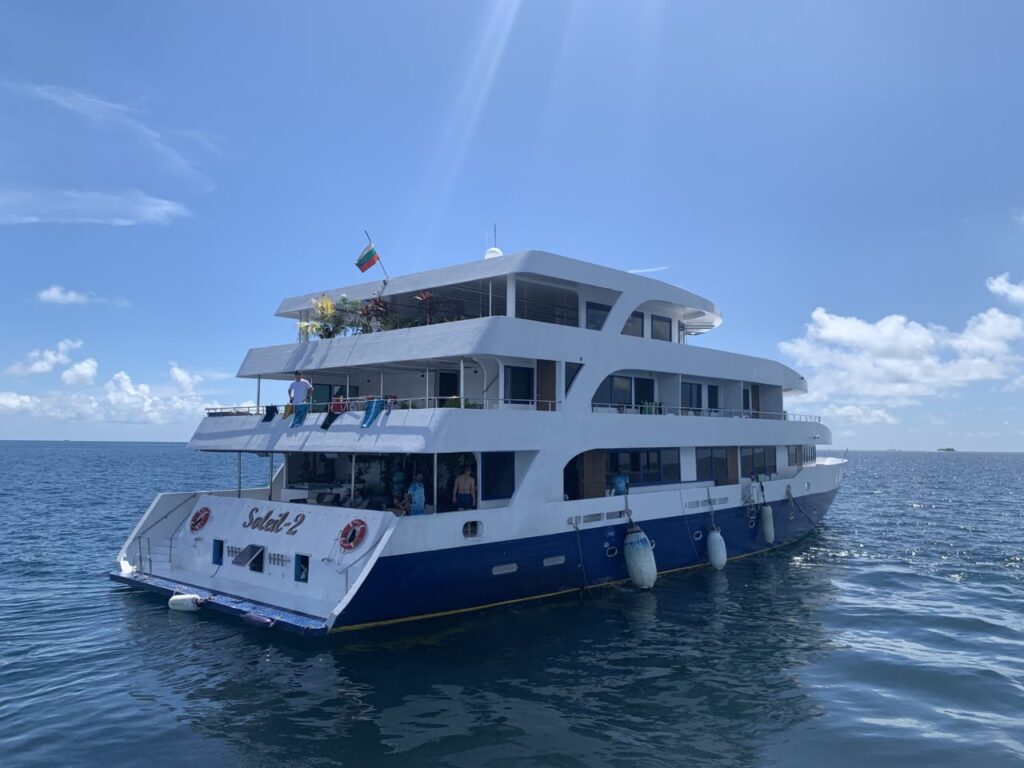 Soleil 2 liveaboard from behind.