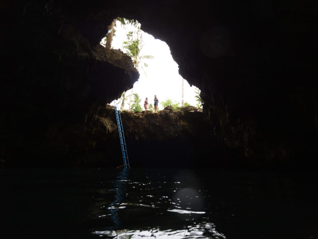 Cabagnow Cave Jump as viewed from the pool of water.