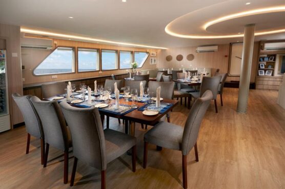 Dining area aboard the Gaia Love