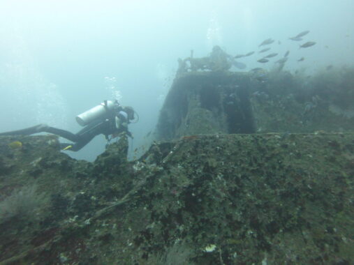 Wreck with diver
