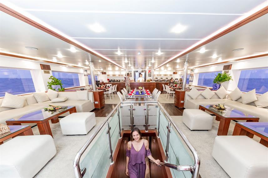 Indoor saloon area of Maldives Aggresor