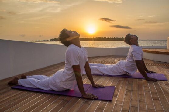Yoga lesson aboard Scubaspa Yang
