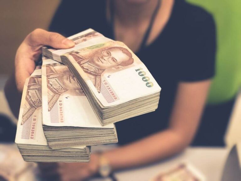 Thai baht wad of cash