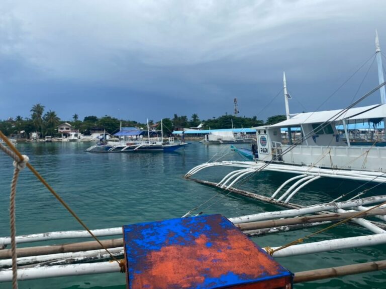 View of Malapascua island from passenger boat