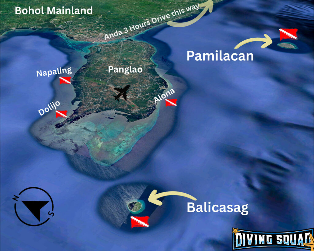 Bohol Dive Site Areas - Panglao, Balicasag and Panglao. Original content by Diving Squad